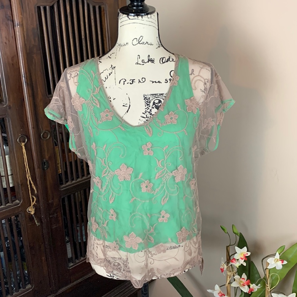 Jealous Tomato Lace Overlay Top